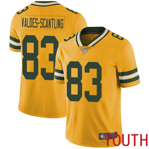 Green Bay Packers Limited Gold Youth 83 Valdes-Scantling Marquez Jersey Nike NFL Rush Vapor Untouchable